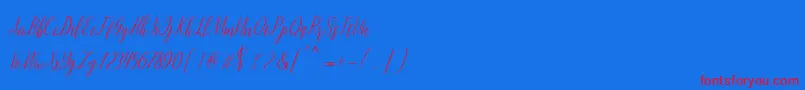 montalia script-Schriftart – Rote Schriften auf blauem Hintergrund