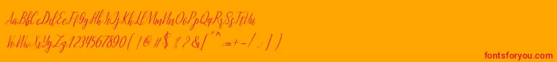 montalia script-Schriftart – Rote Schriften auf orangefarbenem Hintergrund