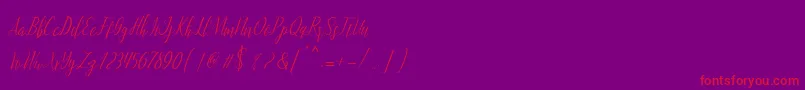 montalia script-Schriftart – Rote Schriften auf violettem Hintergrund