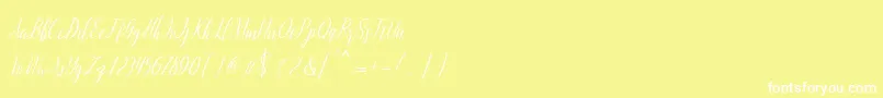 montalia script-Schriftart – Weiße Schriften auf gelbem Hintergrund