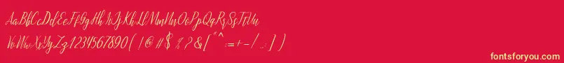 montalia script-fontti – keltaiset fontit punaisella taustalla
