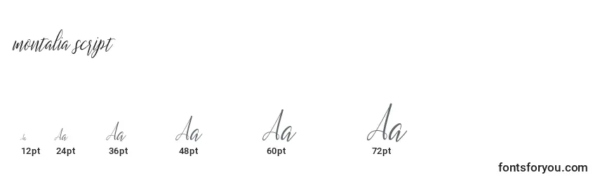 Размеры шрифта Montalia script