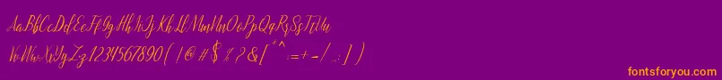 montalia script-Schriftart – Orangefarbene Schriften auf violettem Hintergrund