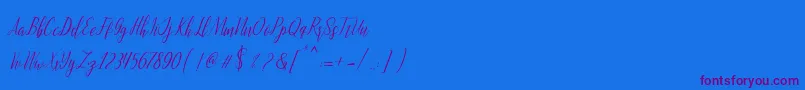 montalia script Font – Purple Fonts on Blue Background