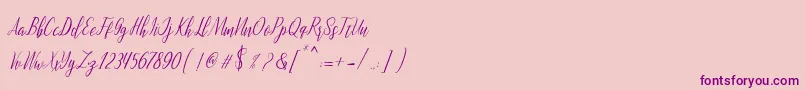 フォントmontalia script – ピンクの背景に紫のフォント