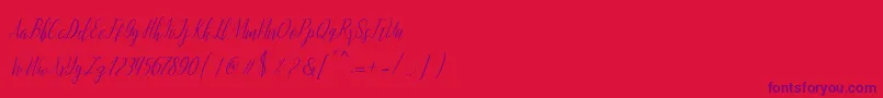 montalia script Font – Purple Fonts on Red Background