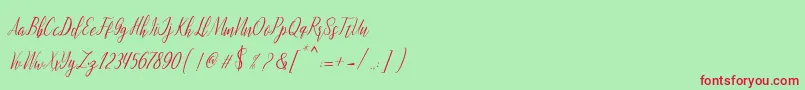 montalia script-fontti – punaiset fontit vihreällä taustalla