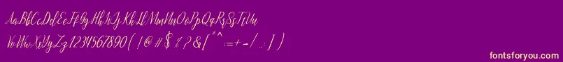 montalia script-Schriftart – Gelbe Schriften auf violettem Hintergrund