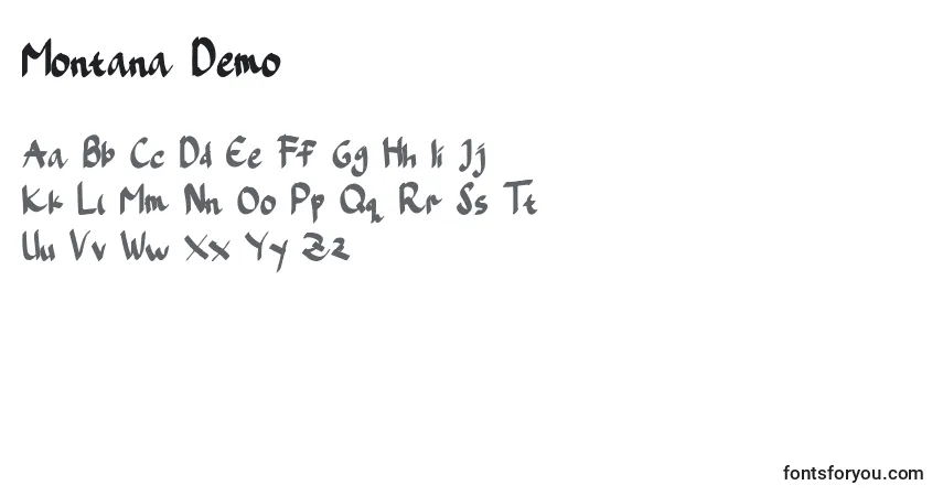 Czcionka Montana Demo – alfabet, cyfry, specjalne znaki