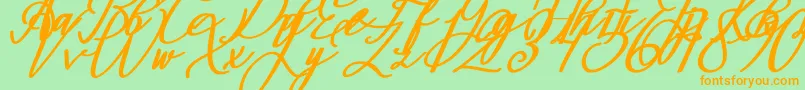 Fonte Montapallier BOLD ITALIC – fontes laranjas em um fundo verde
