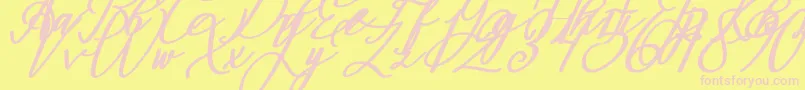 Czcionka Montapallier BOLD ITALIC – różowe czcionki na żółtym tle