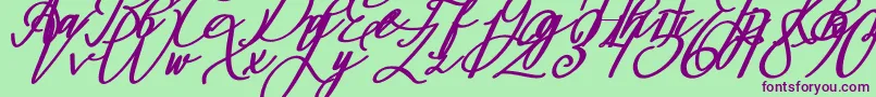 Montapallier BOLD ITALIC-Schriftart – Violette Schriften auf grünem Hintergrund