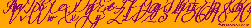 Montapallier BOLD ITALIC-fontti – violetit fontit oranssilla taustalla
