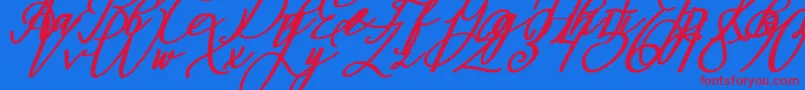 Fonte Montapallier BOLD ITALIC – fontes vermelhas em um fundo azul