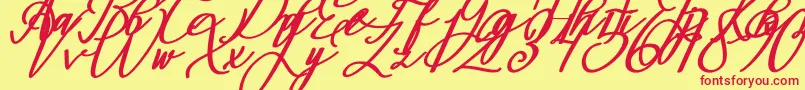 Montapallier BOLD ITALIC Font – Red Fonts on Yellow Background