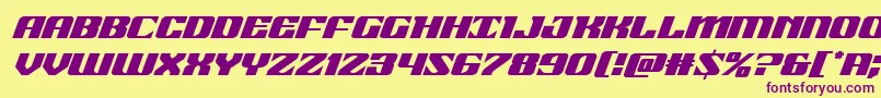 Weitere Informationen zur 21gunsaluteital-Schriftart 21gunsaluteital-Schriftart – Violette Schriften auf gelbem Hintergrund