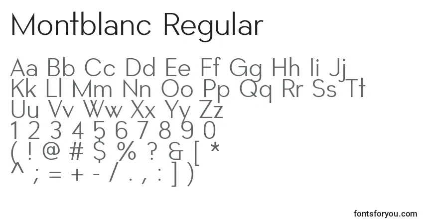 Шрифт Montblanc Regular – алфавит, цифры, специальные символы