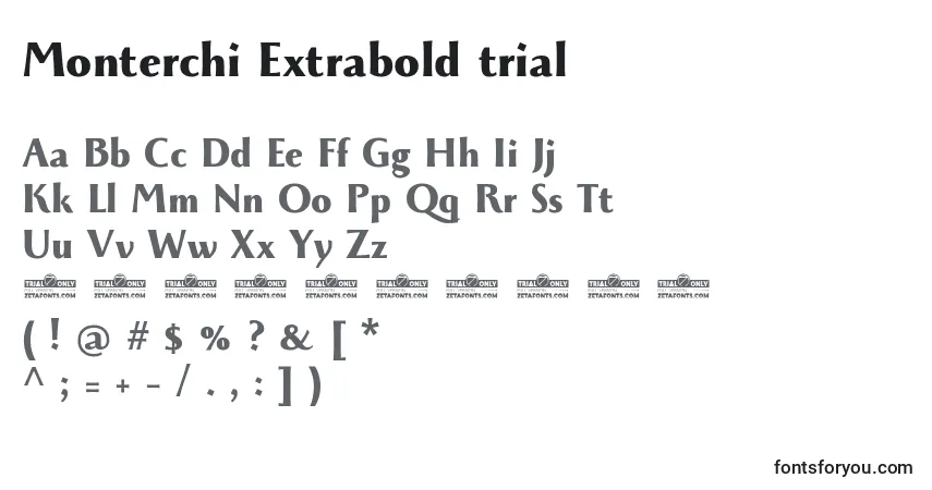 A fonte Monterchi Extrabold trial – alfabeto, números, caracteres especiais