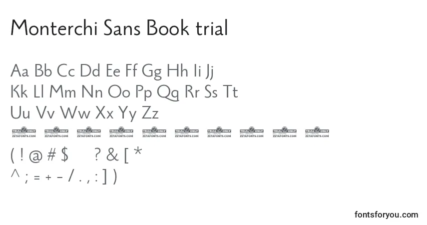 A fonte Monterchi Sans Book trial – alfabeto, números, caracteres especiais