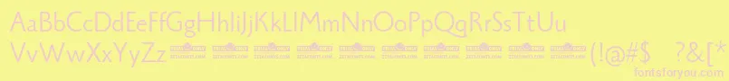 Monterchi Sans Book trial-fontti – vaaleanpunaiset fontit keltaisella taustalla