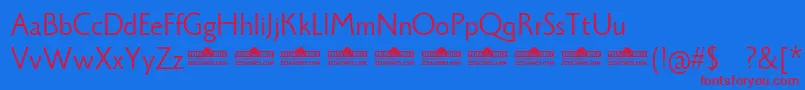 Monterchi Sans Book trial Font – Red Fonts on Blue Background