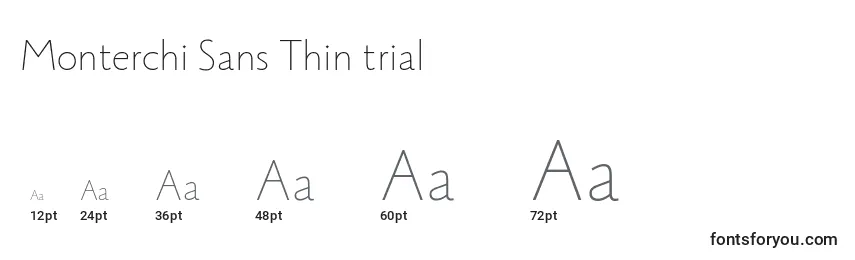 Размеры шрифта Monterchi Sans Thin trial