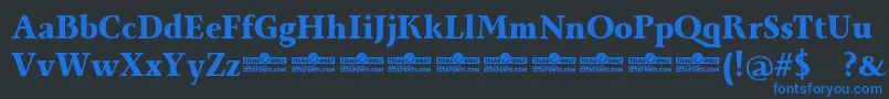 Monterchi Serif Extrabold trial-Schriftart – Blaue Schriften auf schwarzem Hintergrund