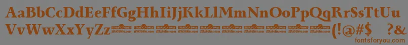 フォントMonterchi Serif Extrabold trial – 茶色の文字が灰色の背景にあります。