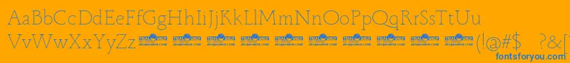 Monterchi Serif Thin trial Font – Blue Fonts on Orange Background