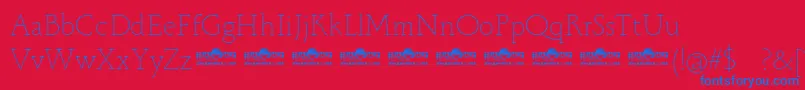 Monterchi Serif Thin trial Font – Blue Fonts on Red Background