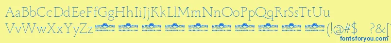 Monterchi Serif Thin trial-Schriftart – Blaue Schriften auf gelbem Hintergrund