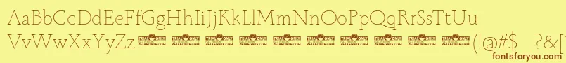 Monterchi Serif Thin trial Font – Brown Fonts on Yellow Background