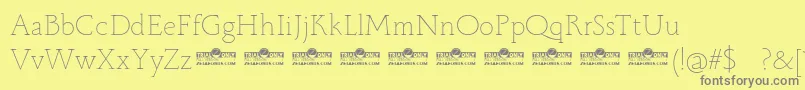 Monterchi Serif Thin trial Font – Gray Fonts on Yellow Background