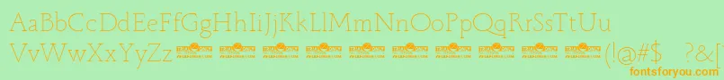 Monterchi Serif Thin trial Font – Orange Fonts on Green Background