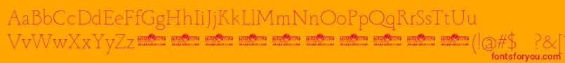 Monterchi Serif Thin trial Font – Red Fonts on Orange Background