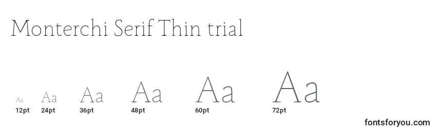 Размеры шрифта Monterchi Serif Thin trial