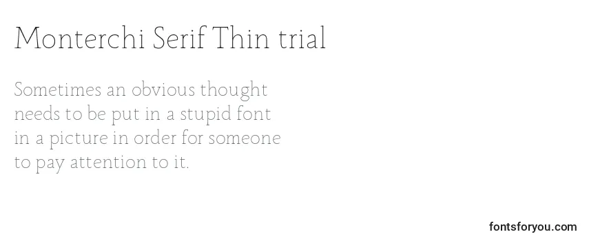 Przegląd czcionki Monterchi Serif Thin trial