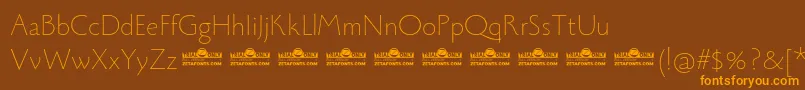 Monterchi Thin trial-Schriftart – Orangefarbene Schriften auf braunem Hintergrund