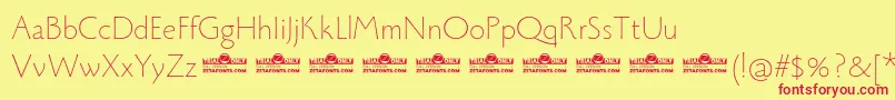 Monterchi Thin trial Font – Red Fonts on Yellow Background