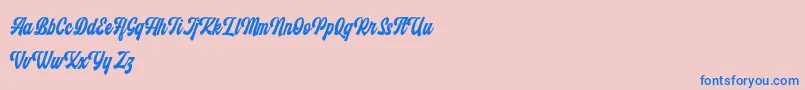 Monthelo-Schriftart – Blaue Schriften auf rosa Hintergrund