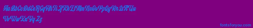 Monthelo-Schriftart – Blaue Schriften auf violettem Hintergrund