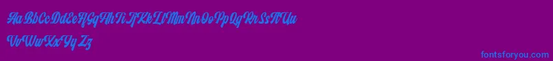 フォントMonthelo – 紫色の背景に青い文字