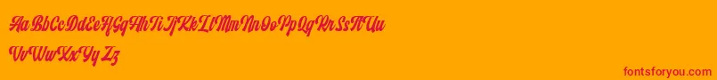 Weitere Informationen zur Monthelo-Schriftart Monthelo-Schriftart – Rote Schriften auf orangefarbenem Hintergrund