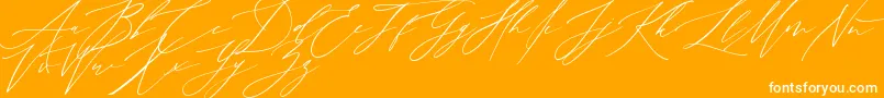 MonthGlade-Schriftart – Weiße Schriften auf orangefarbenem Hintergrund