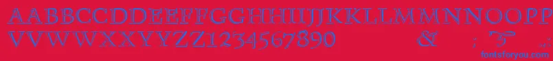 フォントMonument – 赤い背景に青い文字