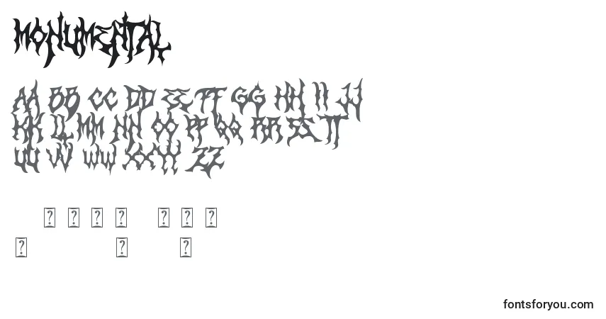 A fonte Monumental – alfabeto, números, caracteres especiais