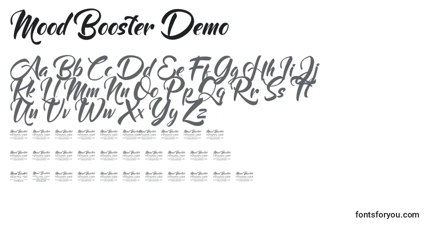 A fonte Mood Booster Demo – alfabeto, números, caracteres especiais