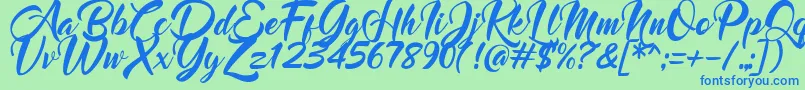 Mood Booster Italic Font – Blue Fonts on Green Background