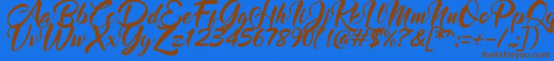 Mood Booster Italic-Schriftart – Braune Schriften auf blauem Hintergrund