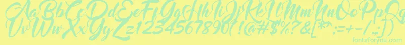 Mood Booster Italic Font – Green Fonts on Yellow Background